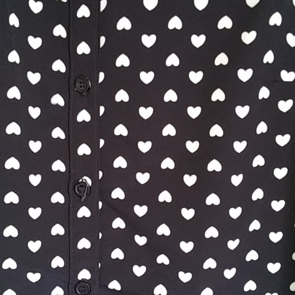 Forever 21 Navy Heart Print Shirt Dress - Picture 3 of 4